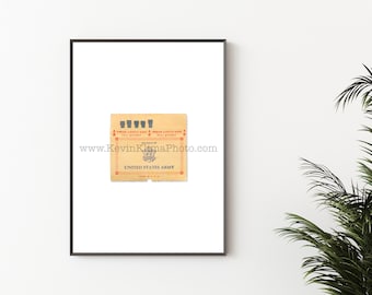 US ARMY Vintage Matchbook Print - Unframed Wall Art Print - United States Armed Forces - Army Veteran Art Print