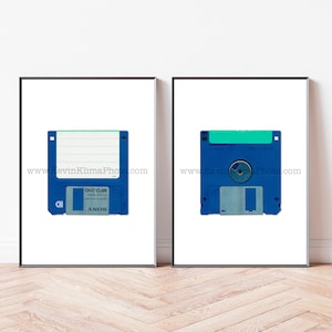 Vintage Floppy Disk Office Art - Set of 2 - Computer Prints - Unframed Wall Art Print - Sony 3.5 Inch Floppy Disk - Computer Media Art