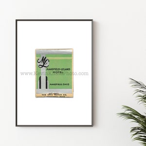 MANSFIELD-LELAND HOTEL, Mansfield, Ohio - Vintage Matchbook Print - Unframed Wall Art Print