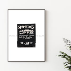 Vintage KEY WEST Matchbook Print - Unframed Wall Art Print - Vintage Wall Art - Sloppy Joe's, Key West Photography Print
