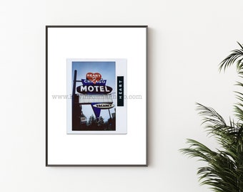 HEART O CHICAGO Motel, Modern Photography Print, Unframed Wall Art - Polaroid Instant Film Print - Chicago Photography