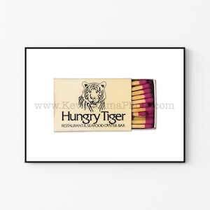 HUNGRY TIGER Restaurant Vintage Photography Art Print - Vintage Matchbook Print - Unframed Wall Art, Matchbook Print - Kitchen Chef