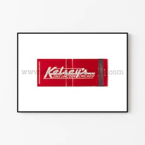 KELSEY&#39;S Lincoln Park, Chicago Restaurant Photography Print - Vintage Bar Matchbook Print - Unframed Wall Art - Chicago Bar Signs