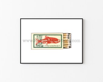 TOP of the MARKET - Vintage San Diego Matchbook Art Print - Vintage Restaurant, Bar Print - Unframed Wall Art Print - San Mateo Seafood