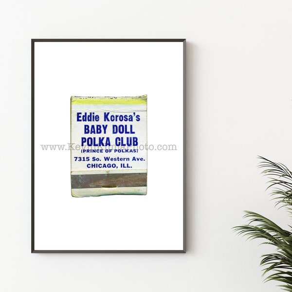 BABY DOLL POLKA Club, Chicago Wall Art - Vintage Matchbook Art Print - Unframed Wall Art Print - Chicago Restaurant, Bar Photography