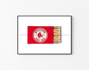 Boston RED SOX Vintage Matchbook Print - Unframed Wall Art Print - Sports Photography, MLB Baseball Team, Vintage Wall Art