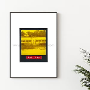 BAR CAR Photography Print - Unframed Wall Art - Polaroid Instant Film Print - Drive In Restaurant, Yellow Kitchen Decor
