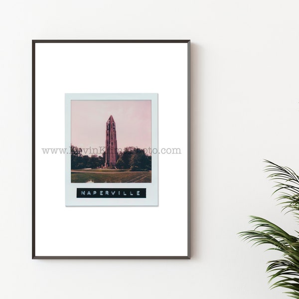 NAPERVILLE, ILLINOIS, Chicagoland Photography Print - Unframed Wall Art - Polaroid Instant Film Print - Millennium Bell Tower