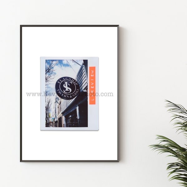 FLAGSHIP TAVERN, Chicago Photography Print - Unframed Wall Art - Polaroid Instant Film Print - Lakeview, Chicago Bar Sign