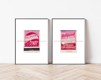 HOLLYWOOD SHOW LOUNGE, Chicago - Set of 2 Unframed Photography Prints, Vintage Matchbook Wall Art - Modern Minimalist Print