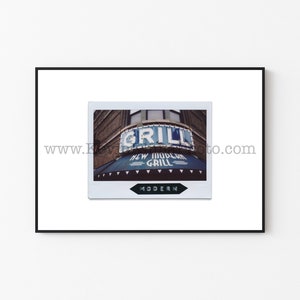 NEW MODERN GRILL, Chicago Photography Print - Unframed Wall Art - Polaroid Instant Film Print - Lakeview, Chicago Restaurant Diner Sign