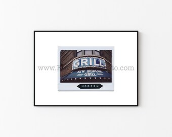 NOWY NOWOCZESNY GRILL, Chicago, wydruk fotograficzny – nieoprawiona sztuka ścienna – natychmiastowy wydruk Polaroid na filmie – Lakeview, szyld restauracji w Chicago