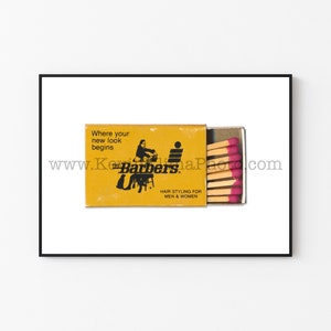 THE BARBERS, Vintage Photography Print - Vintage Matchbook Print - Unframed Wall Art Print - Barber Shop for Men & Women, Bathroom Art