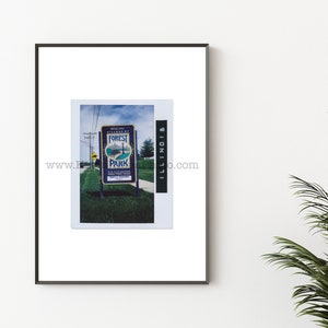 FOREST PARK, ILLINOIS, Chicagoland Photography Print - Unframed Wall Art - Instax Polaroid Instant Film Print - Chicago Suburbs Sign