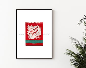 The Gayest Spot in Town! - Vintage Matchbook Photography Print, Unframed Wall Art Print - Gay Pride Print