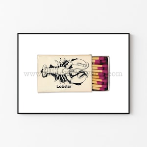 LOBSTER - Unframed Photography Print, Vintage Matchbook Wall Art - Kitchen Decor, Seafood Restaurant