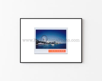 NAVY PIER reuzenrad, CHICAGO fotografie print - ingelijste muurkunst - polaroid instant film print - Chicago Lakefront fotoprints