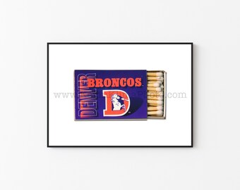 DENVER BRONCOS Vintage Matchbook Print - Unframed Wall Art Print - Sports Photography, NFL Football Team, Vintage Wall Art