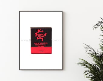 The Second City Comedy Club -  Chicago Matchbook Print - Vintage Match Print - Unframed Wall Art Print