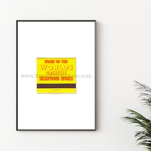 WORLD&#39;S GREATEST SEAFOOD Boil, Vintage Kitchen Photography Print - Vintage Restaurant Matchbook Print - Unframed Wall Art - Kitchen Decor