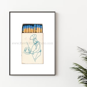 Kitchen Bar Wall Art, French Chef, Restaurant Print - Vintage Restaurant Bar Print - Vintage Matchbook Print - Unframed Wall Art Print