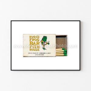 Hugo&#39;s Frog Bar, Chicago Wall Art - Vintage Matchbook Art Print - Unframed Wall Art Print - Chicago Restaurant Photography