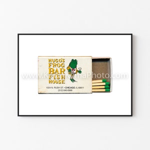 Hugo's Frog Bar, Chicago Wall Art Vintage Matchbook Art Print Unframed Wall Art Print Chicago Restaurant Photography image 1