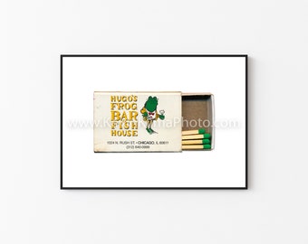 Hugo&#39;s Frog Bar, Chicago Wall Art - Vintage Matchbook Art Print - Unframed Wall Art Print - Chicago Restaurant Photography