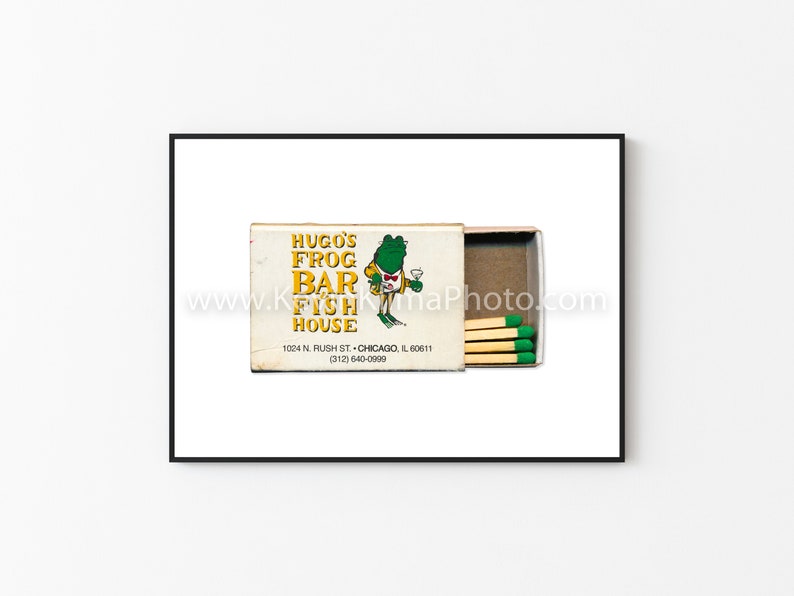 Hugo's Frog Bar, Chicago Wall Art Vintage Matchbook Art Print Unframed Wall Art Print Chicago Restaurant Photography image 1