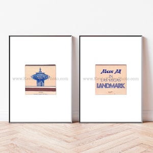 Las Vegas Vintage Casino Art, Set of 2 Matchbook Prints, Above All in Las Vegas, Landmark Casino Hotel - Modern Minimalist Wall Art Print