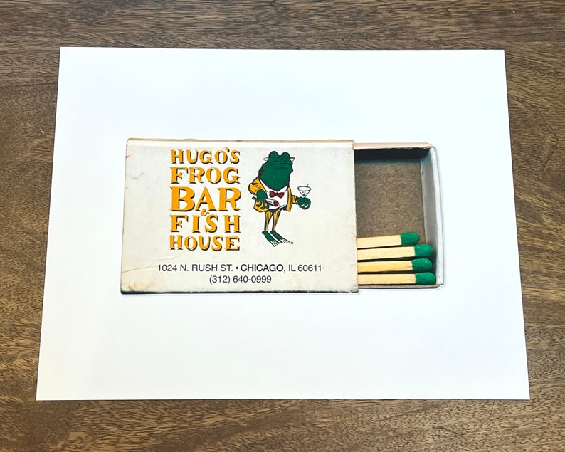 Hugo's Frog Bar, Chicago Wall Art Vintage Matchbook Art Print Unframed Wall Art Print Chicago Restaurant Photography image 2