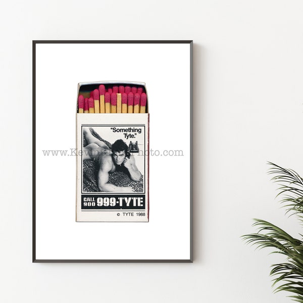 Vintage Gay Art Print,  Gay Matchbook Print - Vintage Matchbook Print - Unframed Wall Art Print - Naked Gay Male Print