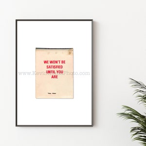 SATISFIED Wall Art - Vintage Matchbook Art Print - Unframed Wall Art Print - Lobby Hallway Art - Red Wall Art - Customer Service