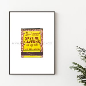 SKYLINE CAVERNS VIRGINIA - Vintage Streichholzbrief - Ungerahmter Wandkunstdruck - Montana Fotografie - Front Royal, Virginia