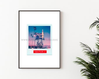 SAFARI INN Photography Print - Unframed Wall Art - Polaroid Instant Film Print - BURBANK, California Vintage Motel Photo
