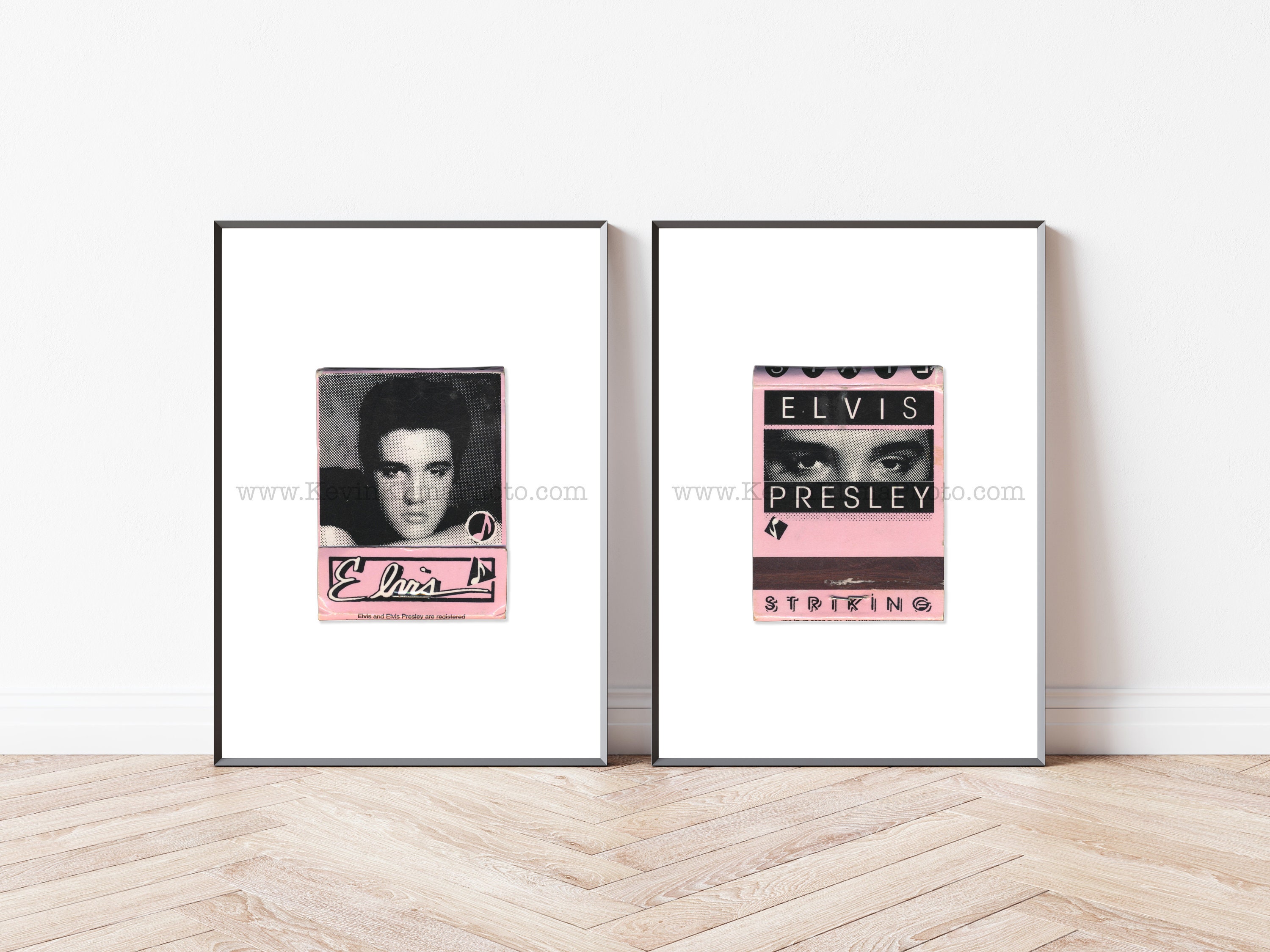 Vintage ELVIS PRESLEY Art, Set of 2 Vintage Matchbook Prints