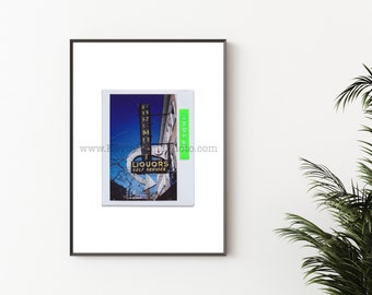 FOREMOST LIQUORS, Chicago Photography Print - ingelijste muurkunst - polaroid instantfilmafdruk - UPTOWN, Chicago Liquor Store neonreclame