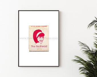 The Redhead - Vintage Chicago Matchbook Print - Unframed Wall Art Print - Chicago Piano Bar