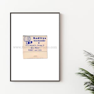 Chicago Photography Print - Vintage Matchbook Print - Unframed Wall Art - RODITY&#39;S RESTAURANT, Greektown