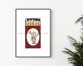 German Beer Bear - Vintage Matchbox Unframed Photography Print - Vintage Matchbook Print - Wall Art Print