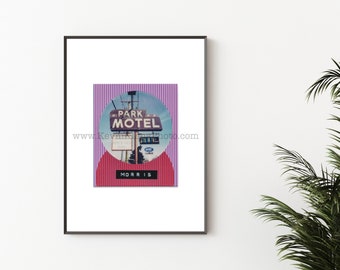 PARK MOTEL, MORRIS Photography Print - Unframed Wall Art - Polaroid Instant Film Print - Morris, Illinois Hotel Sign Prints