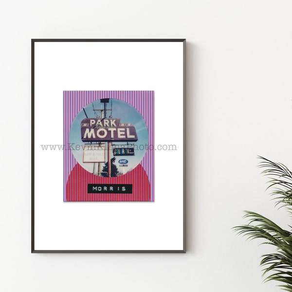 PARK MOTEL, MORRIS Photography Print - Unframed Wall Art - Polaroid Instant Film Print - Morris, Illinois Hotel Sign Prints