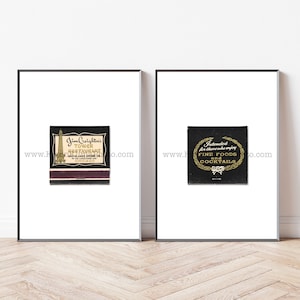 Tower Restaurant, Vintage Chicago Art, Set of 2 Vintage Matchbook Prints - Downtown Chicago - Modern Minimalist Wall Art - Unframed Prints