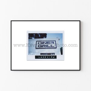 DINER GRILL, Chicago Photography Print - Unframed Wall Art - Polaroid Instant Film Print - Lakeview, Chicago Restaurant Diner Sign