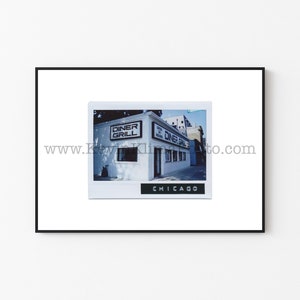 DINER GRILL, Chicago Photography Print - Unframed Wall Art - Polaroid Instant Film Print - Lakeview, Chicago Restaurant Diner Sign