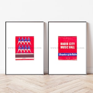 RADIO CITY Music Hall, NYC - Set of 2 Unframed Matchbook Photography Prints - Modern Minimalist Wall Art