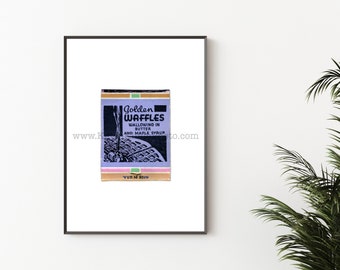 GOLDEN WAFFELN - Ungerahmt Fotografie, Vintage Streichholzbrief Druck - Küchendekoration, coole Wandkunst