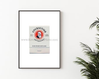 SAN FRANCISCO, Golden Gate, COCKSCOMB Restaurant - Vintage Matchbook Print - Unframed Wall Art Print - California Art Print