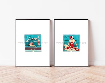 Aloha Room - Set of 2 Unframed Matchbook Photography Prints - Vintage Kitchen Decor Print - Tropical Art Print, Retro Tiki Bar Decor