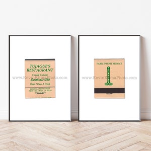 TUJAGUE&#39;S RESTAURANT New Orleans Art, Set of 2 Unframed Photography Prints - Vintage Matchbook Print - Ready-to-Frame Wall Art Print